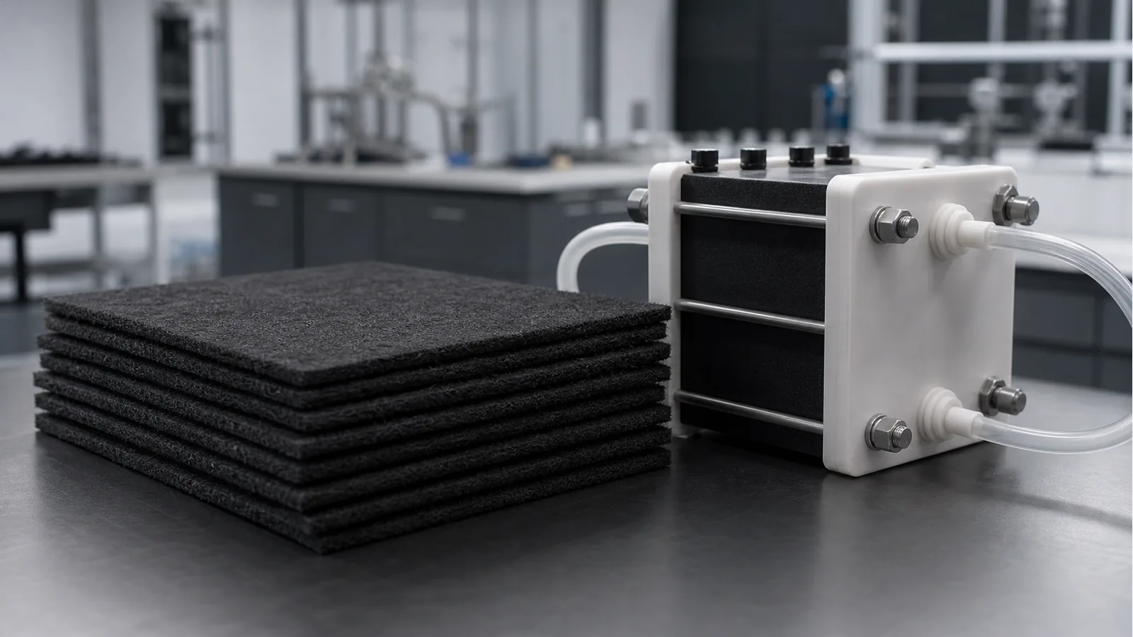 Flow battery graphite felt electrode material